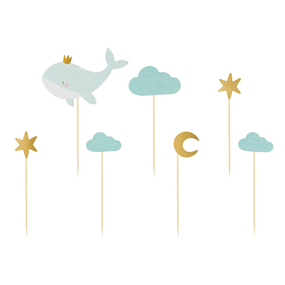 CUPCAKE TOPPERS - WHALE 11-13.5CM 7PCS