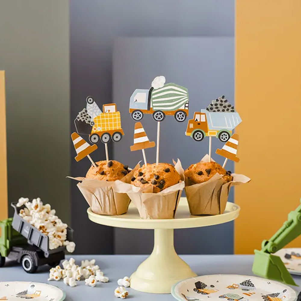 CUPCAKE TOPPERS CONSTRUCTION VEHICLES 4-7CM MIX 7PCS - Image 2