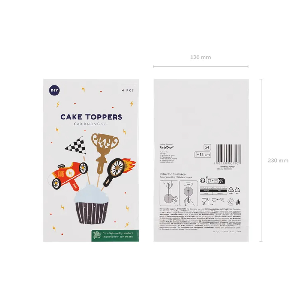 CUPCAKE TOPPERS - CARS 12CM 4PCS - Image 5