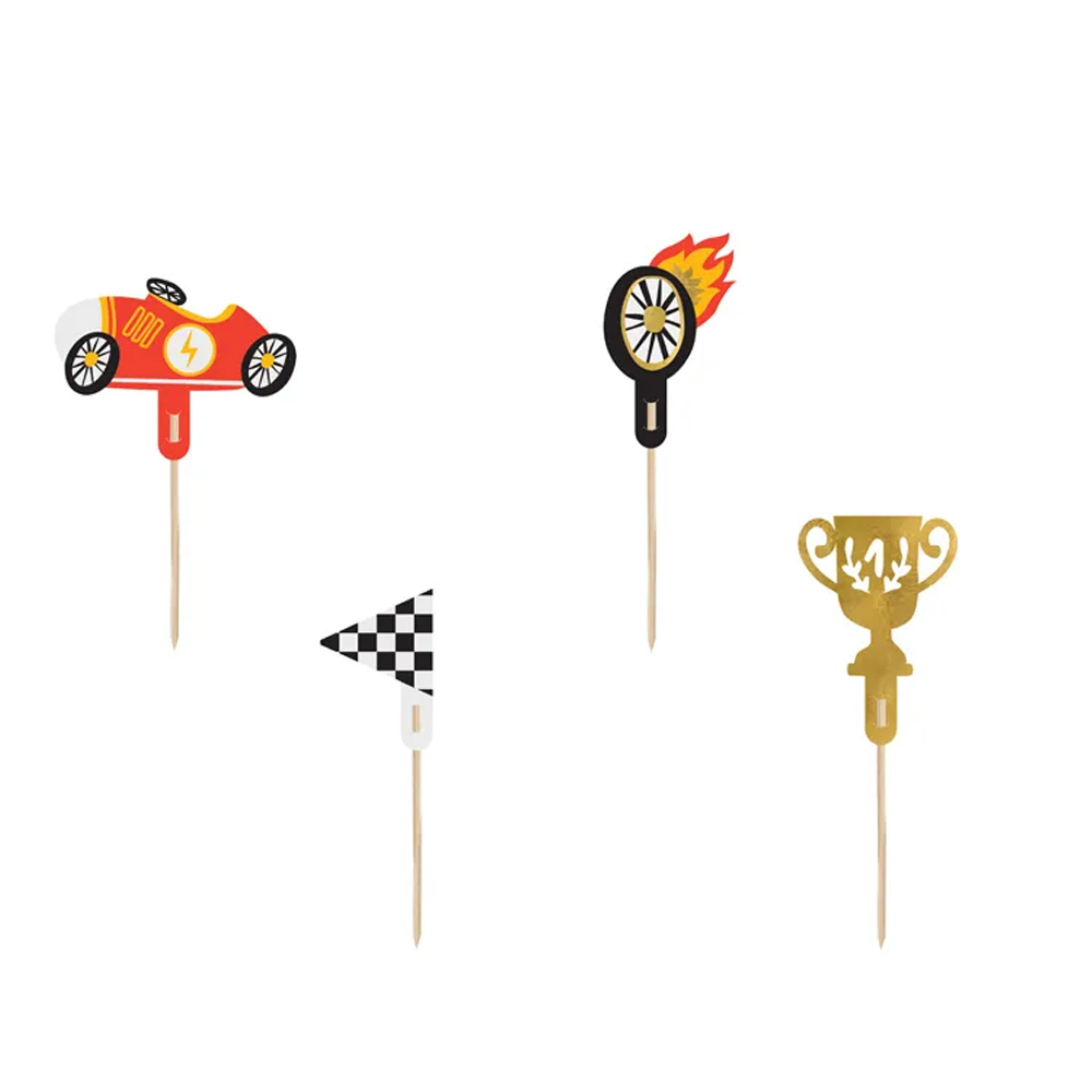 CUPCAKE TOPPERS - CARS 12CM 4PCS