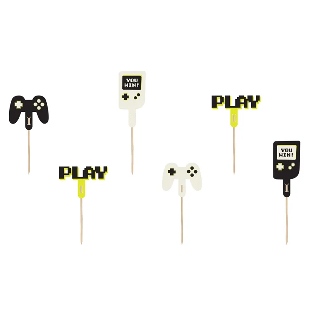 CUPCAKE TOPPERS GAMER 6-10.5CM MIX 6PCS