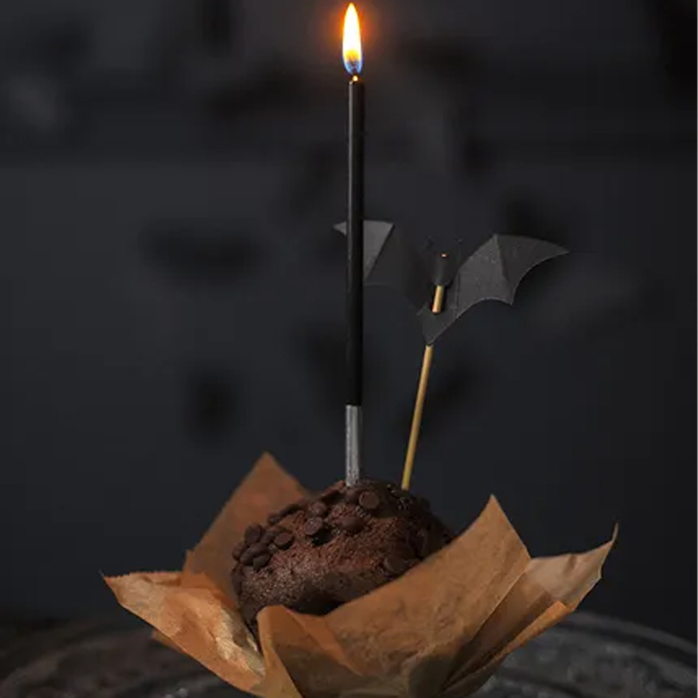 BAT CUPCAKE DECORATIONS BLACK 3.6-4.7CM 6PCS - Image 3
