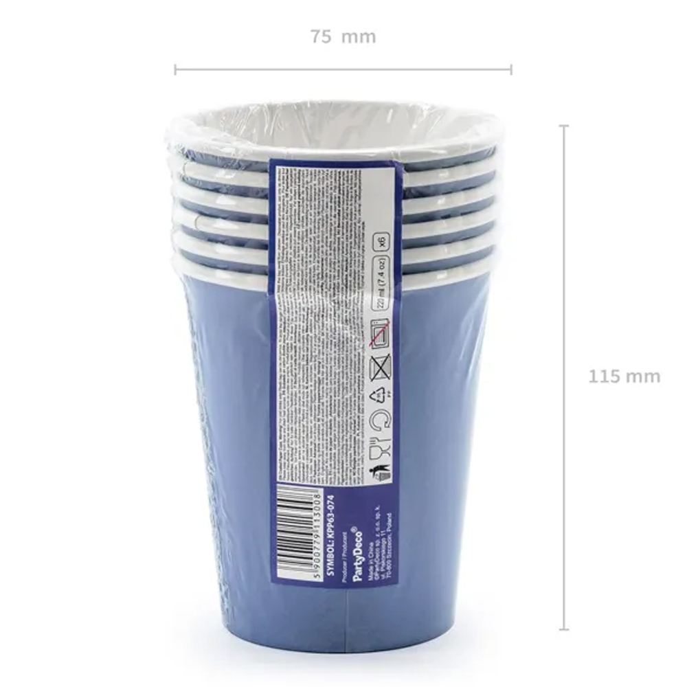 CUPS HAPPY BIRTHDAY! GRANATOWY 220ML 6PCS - Image 3