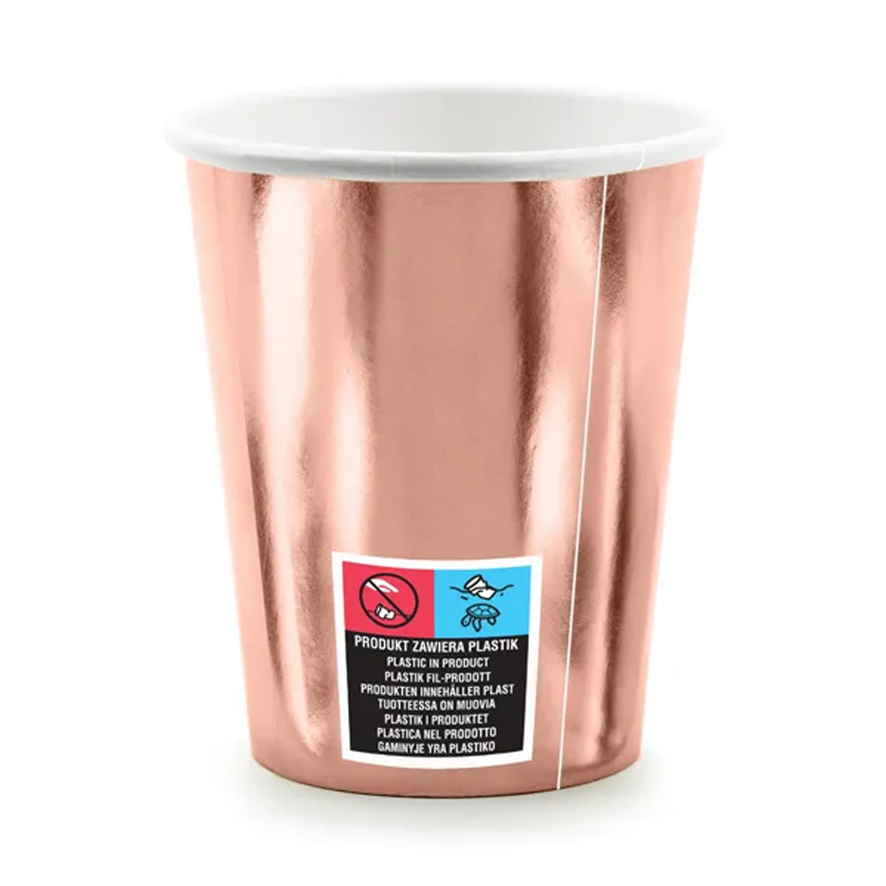 CUPS HAPPY BIRTHDAY! ROSE GOLD 260ML 6PCS - Image 4