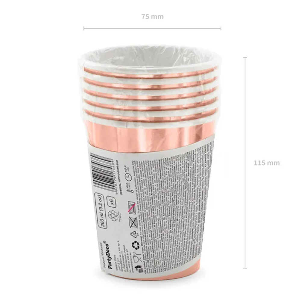 CUPS HAPPY BIRTHDAY! ROSE GOLD 260ML 6PCS - Image 5