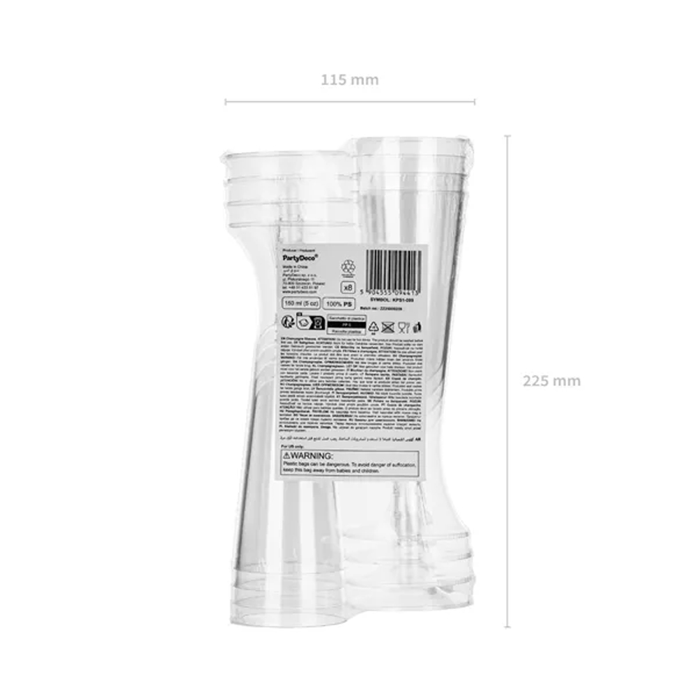 PLASTIC CHAMPAGNE GLASSES 150ML 8PCS - Image 7