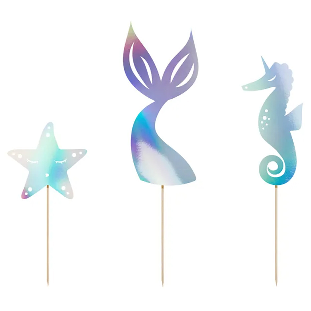CAKE TOPPERS MERMAID IRIDESCENT 24.5CM 3PCS