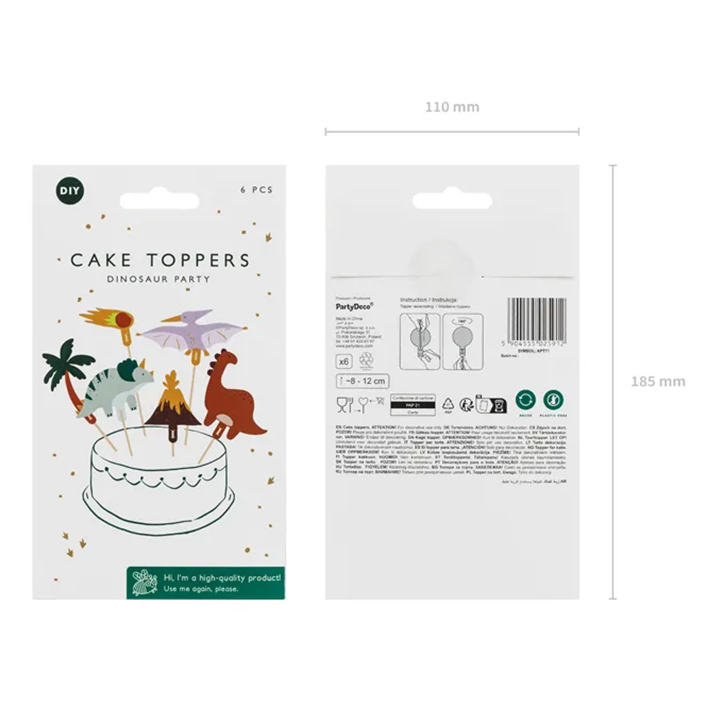 CAKE TOPPERS DINOSAURS 8-12CM 6PCS - Image 4