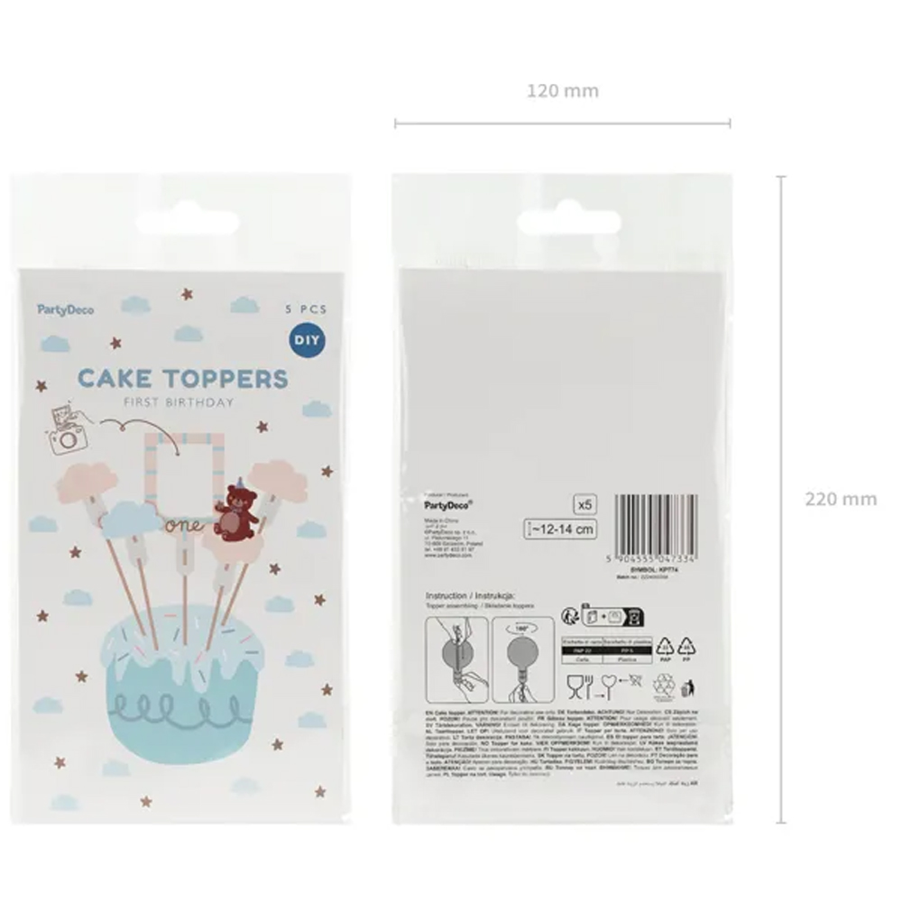 CAKE TOPPERS TEDDY BEAR 12-14CM 5PCS - Image 3