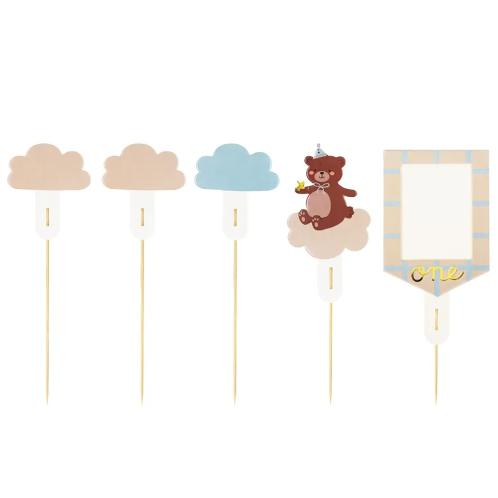 CAKE TOPPERS TEDDY BEAR 12-14CM 5PCS