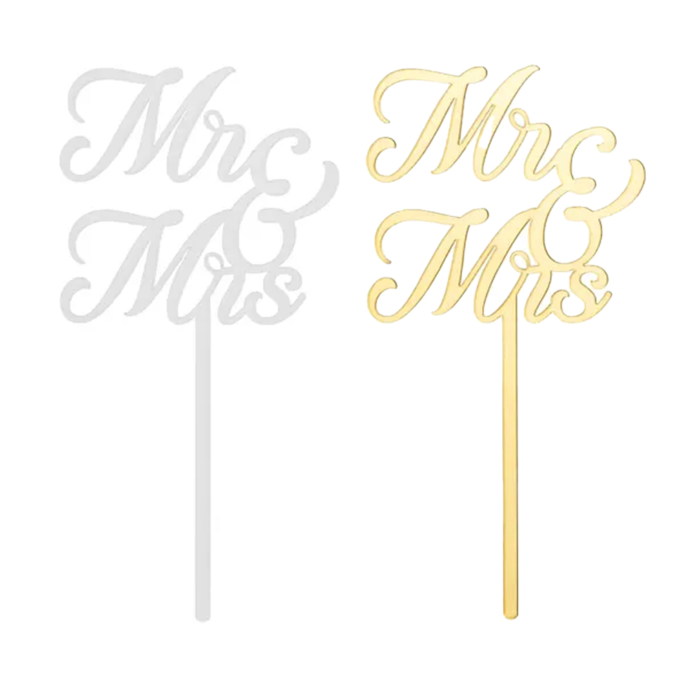 ACRYLIC CAKE MR & MRS TOPPER 16.5CM
