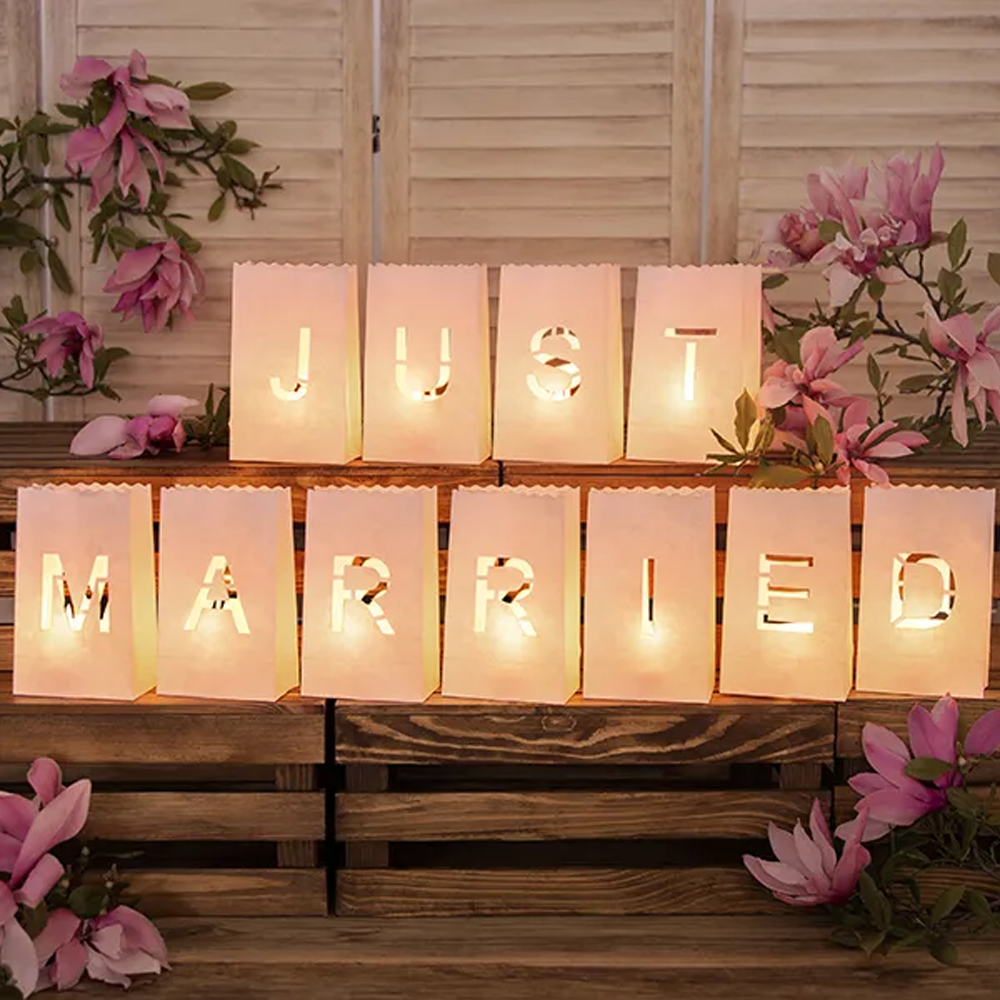 LANTERNS CANDLES BAGS - JUST MARRIED 11.5X19X7CM - Image 2