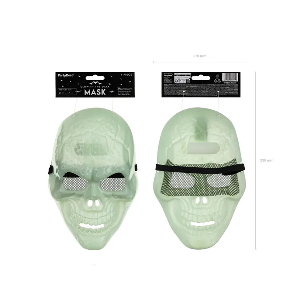 GLOW IN THE DARK SKULL MASK 17X27CM - Image 4