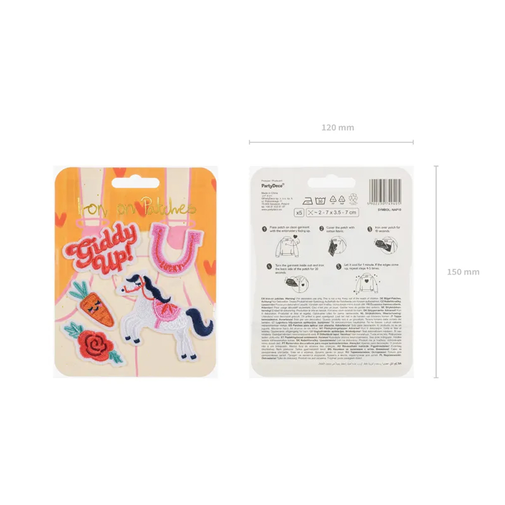 IRON ON PATCHES GIDDY UP MIX 2-7X3.5-7CM 5PCS - Image 4