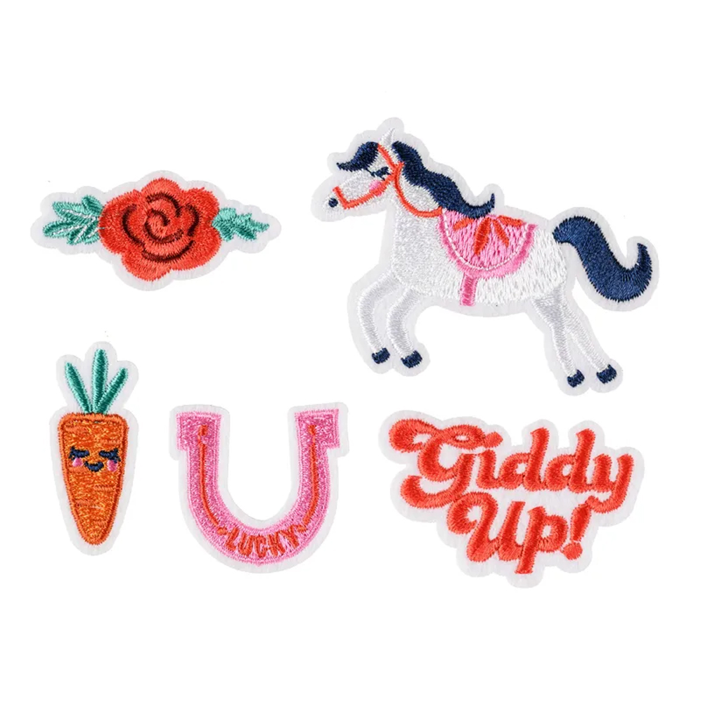 IRON ON PATCHES GIDDY UP MIX 2-7X3.5-7CM 5PCS