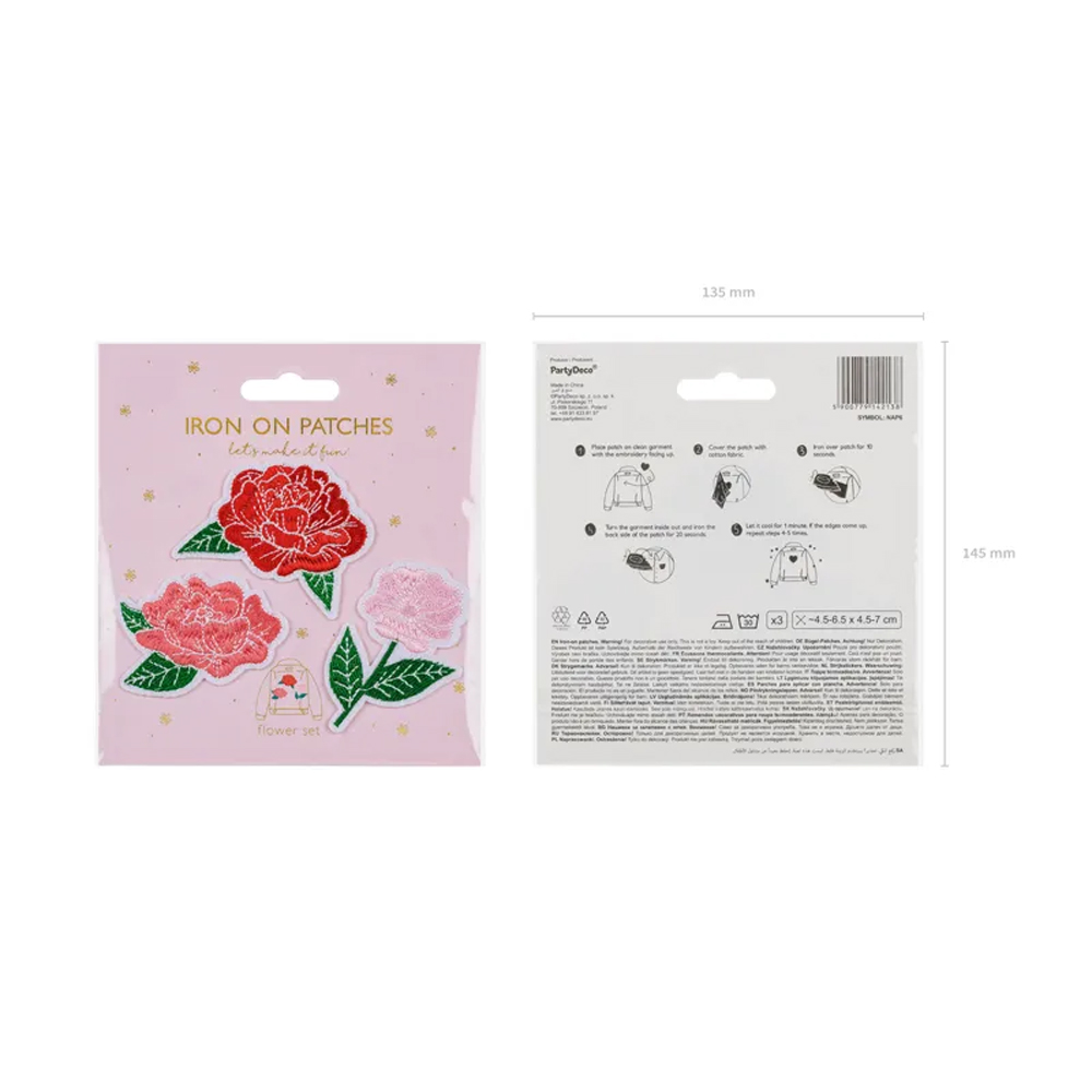 IRON ON PATCHES FLOWERS MIX 4.5-6.5X4.5-7CM 3PCS - Image 3