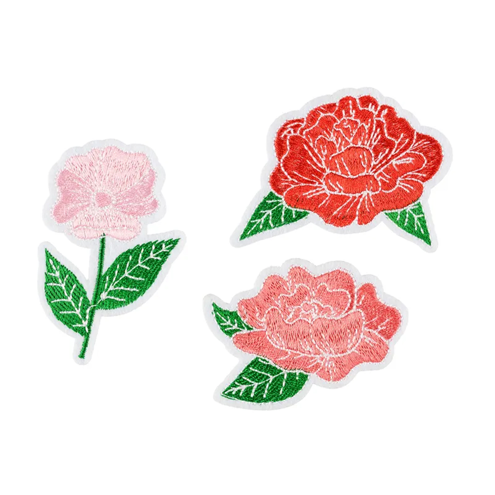 IRON ON PATCHES FLOWERS MIX 4.5-6.5X4.5-7CM 3PCS