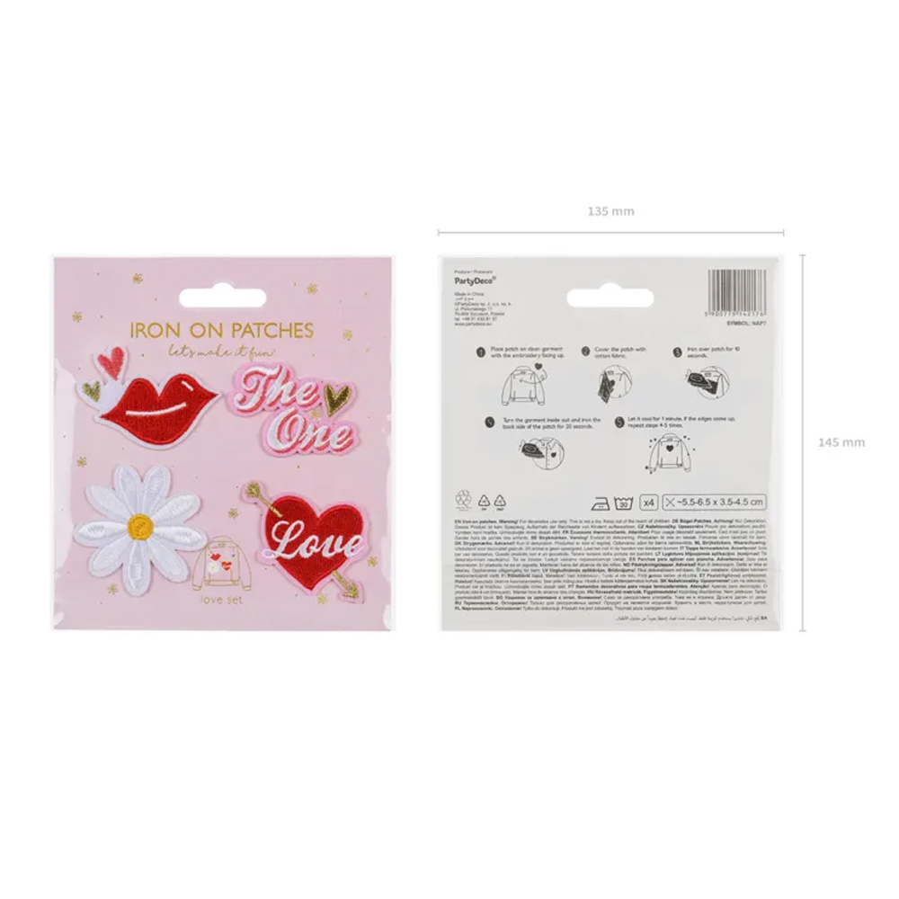 IRON ON PATCHES LOVE MIX 5.5-6.5X3.5-4.5CM 4PCS - Image 4