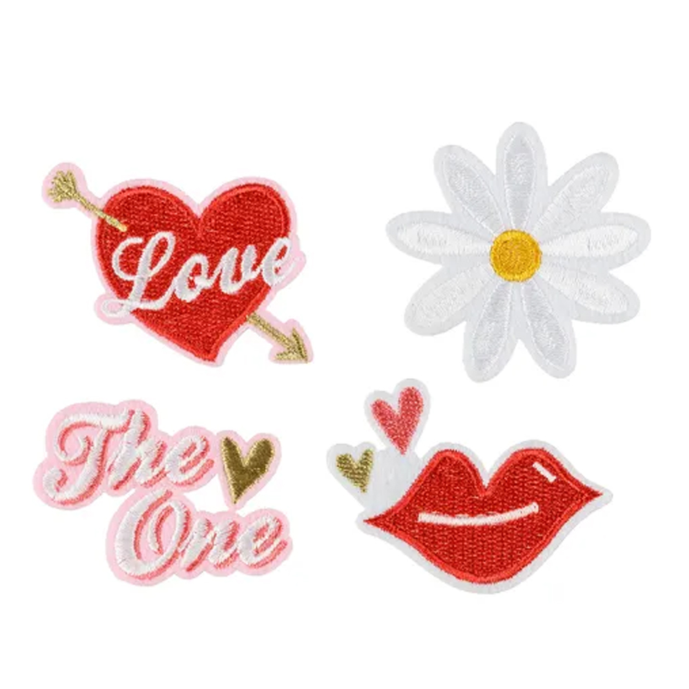 IRON ON PATCHES LOVE MIX 5.5-6.5X3.5-4.5CM 4PCS