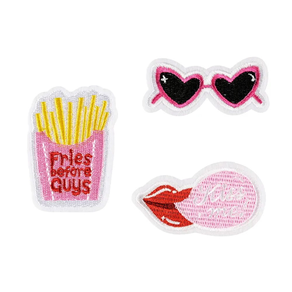 IRON ON PATCHES KISS ME MIX 4.5-6.5X3-6CM 3PCS