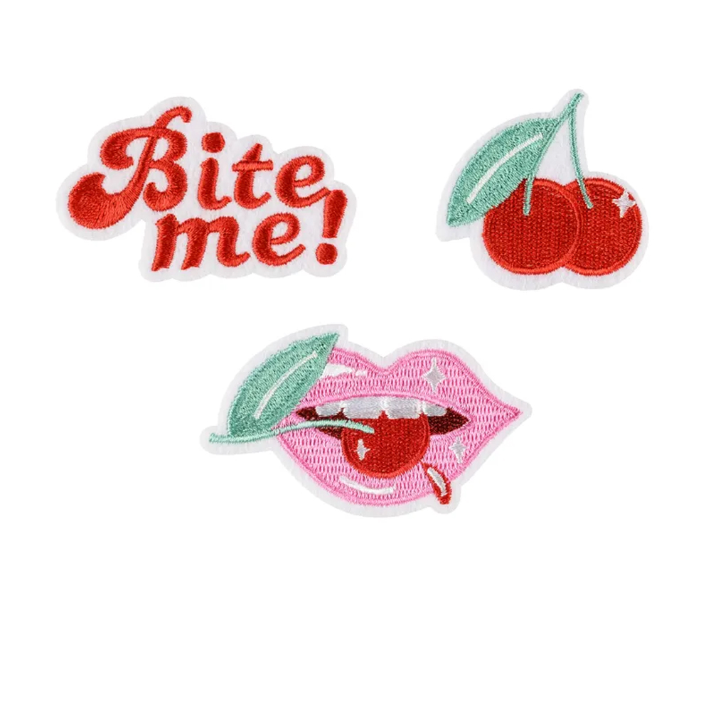 IRON ON PATCHES BITE ME MIX 4-4.5X4.5-7CM 3PCS