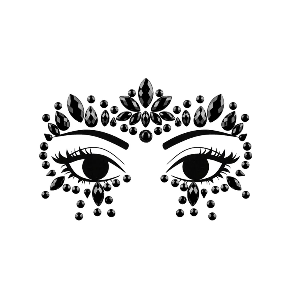 FACE DECORATION CRYSTALS BLACK DESIGN 2 15X9CM