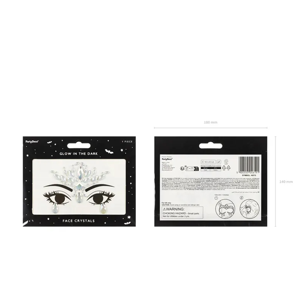 FACE DECORATION CRYSTALS GLOW IN THE DARK 9.5X8.5CM - Image 4