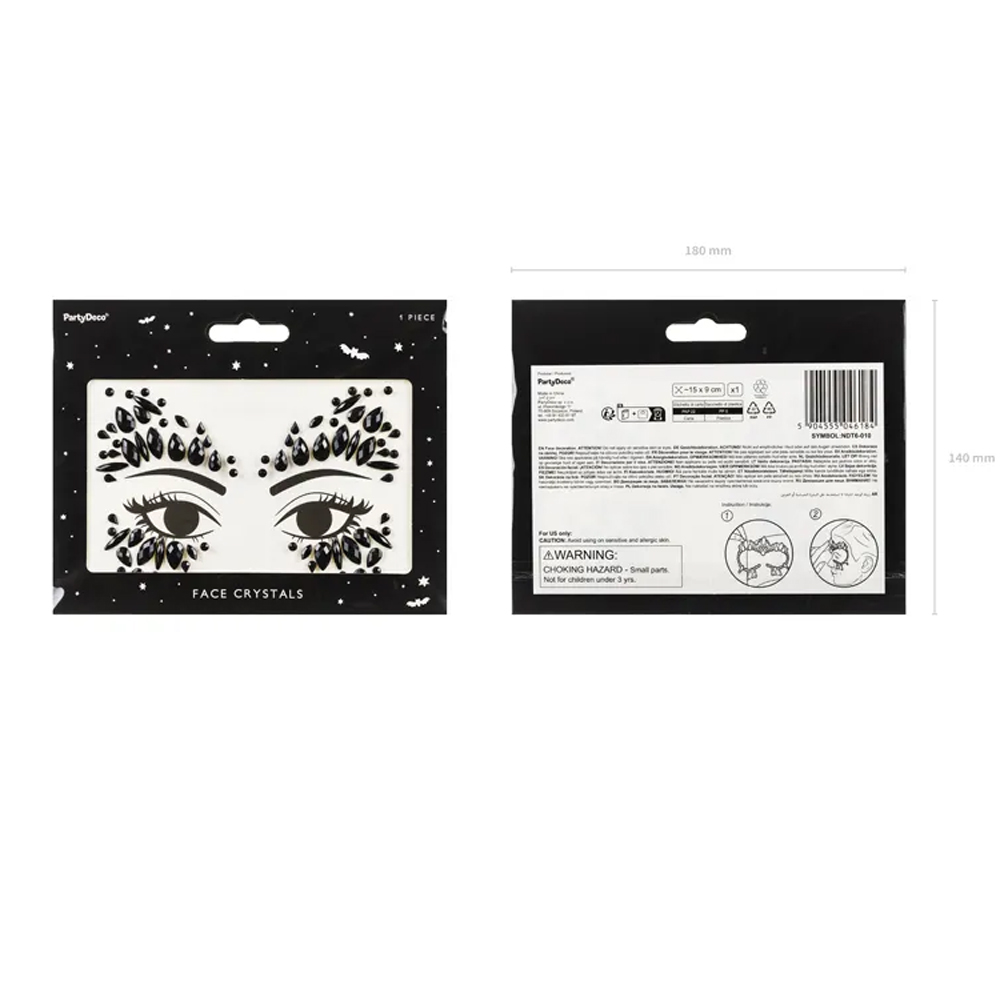 FACE DECORATION CRYSTALS BLACK DESIGN 1 15X9CM - Image 4
