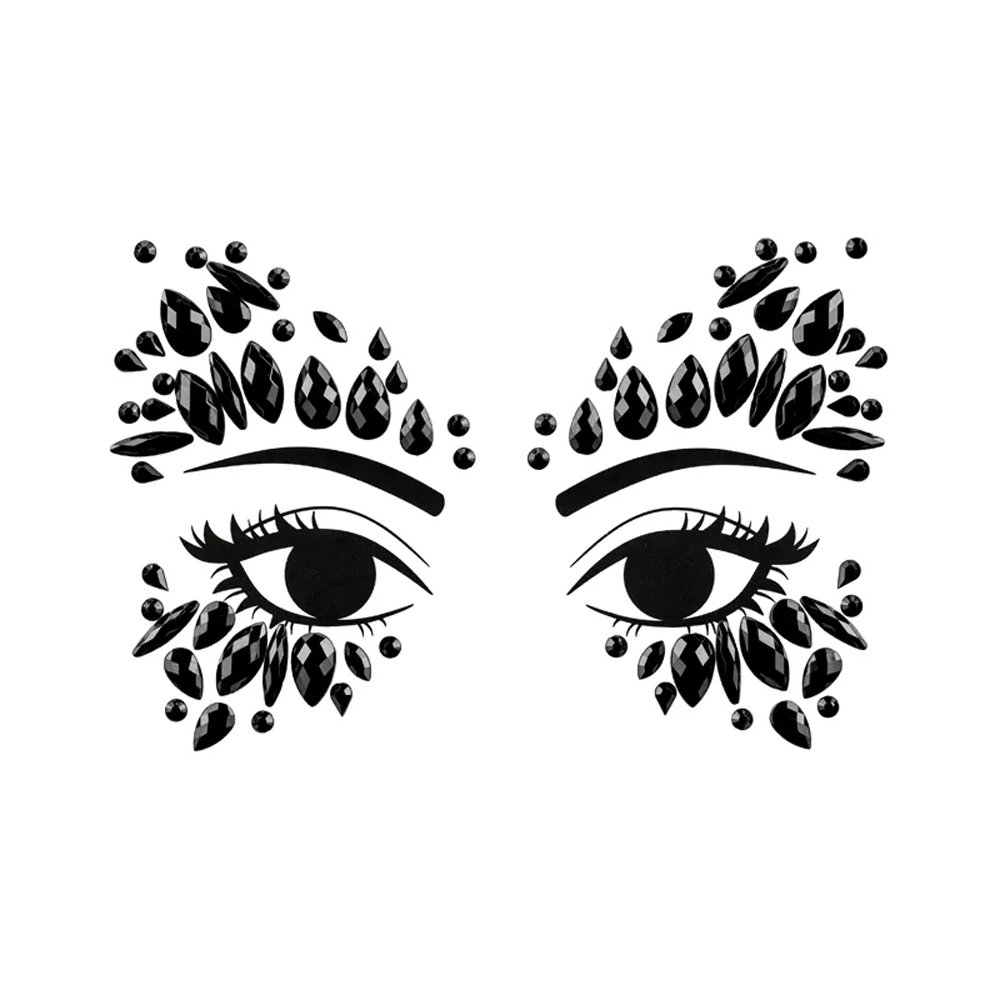 FACE DECORATION CRYSTALS BLACK DESIGN 1 15X9CM