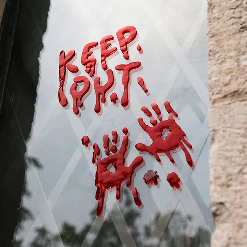 GEL WINDOW STICKERS BLOODY HANDS RED - Image 3