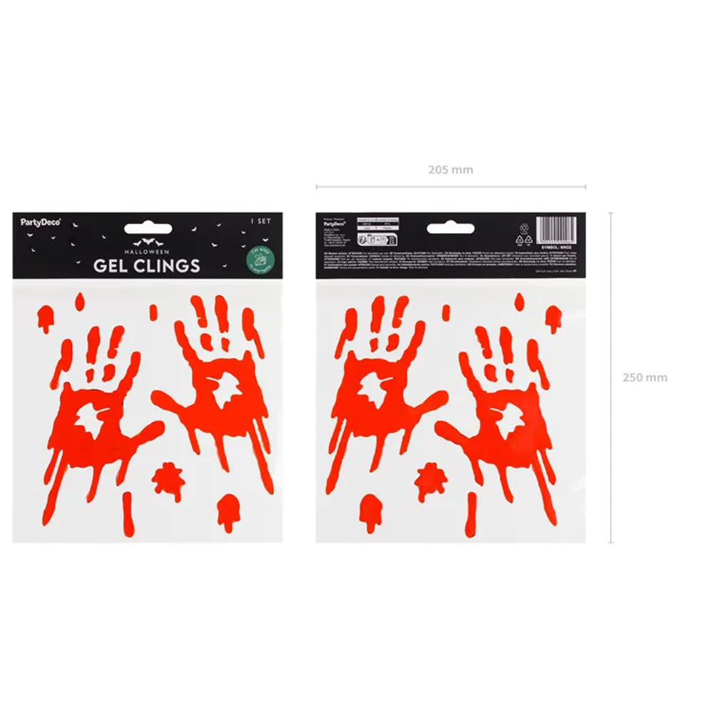 GEL WINDOW STICKERS BLOODY HANDS RED - Image 4
