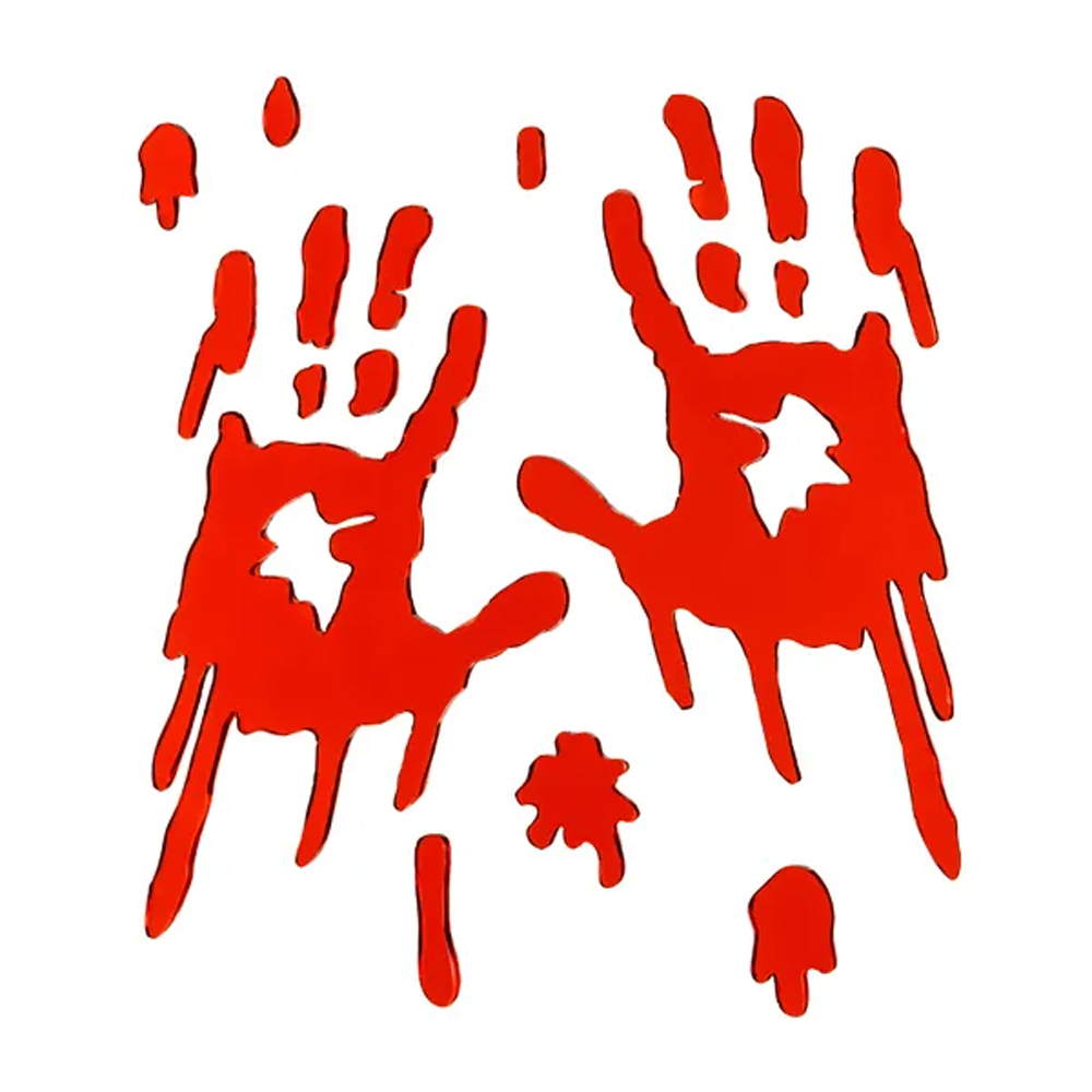 GEL WINDOW STICKERS BLOODY HANDS RED