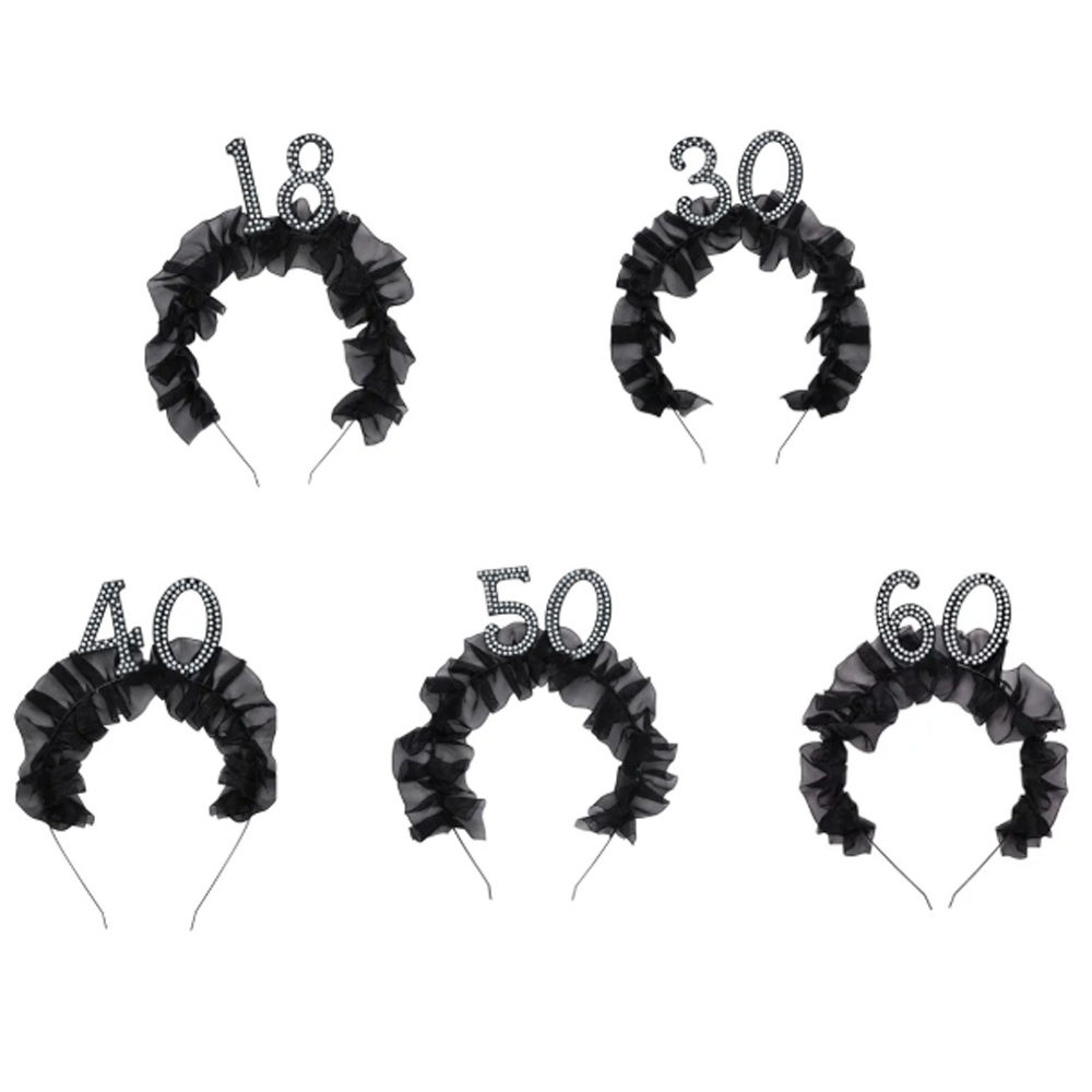 HEADBAND WITH RUFFLES AND PEARLS