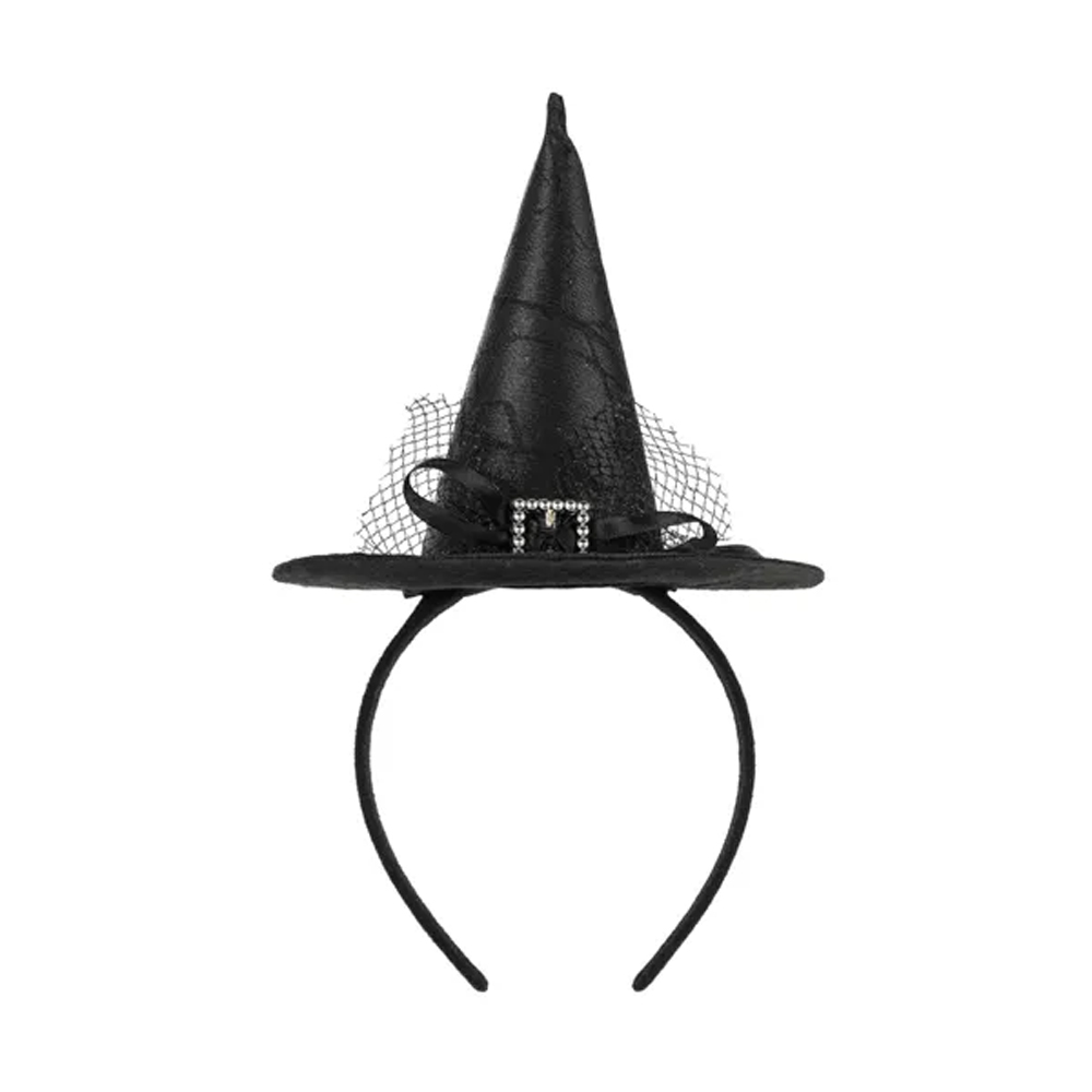 WITCH HAT HEADBAND BLACK 17X28CM