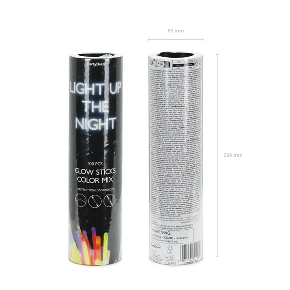 FLUORESCENT GLOW STICKS MULTICOLOUR 20CM 100PCS - Image 5