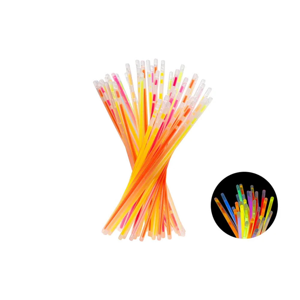 FLUORESCENT GLOW STICKS MULTICOLOUR 20CM 100PCS
