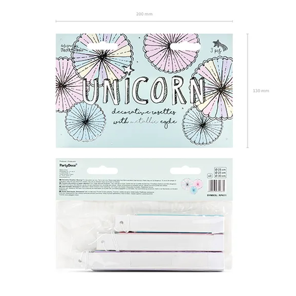 DECORATIVE ROSETTES UNICORN MIX 3PCS - Image 5