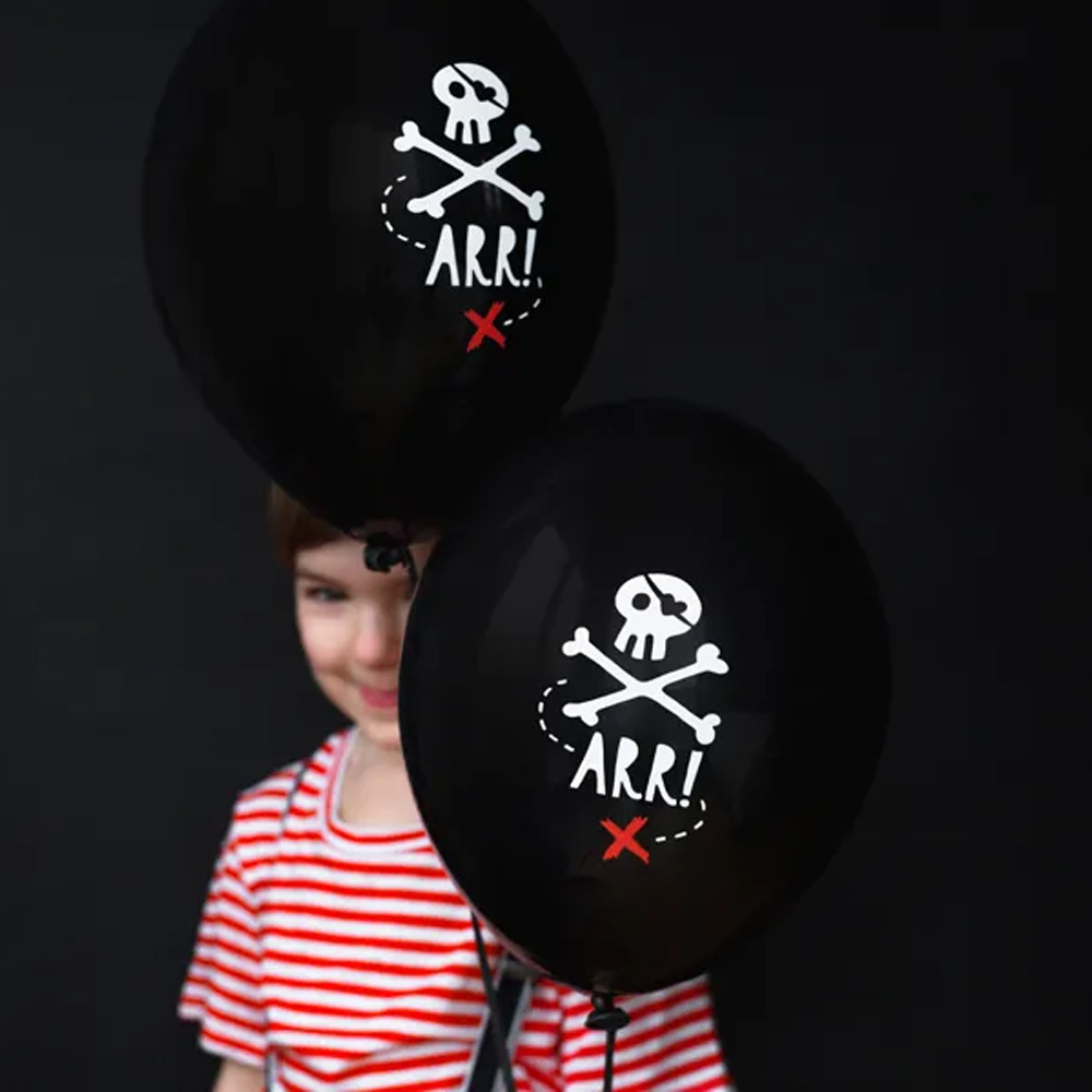 BALLOONS PIRATES PARTY PASTEL BLACK 30CM 6PCS - Image 2