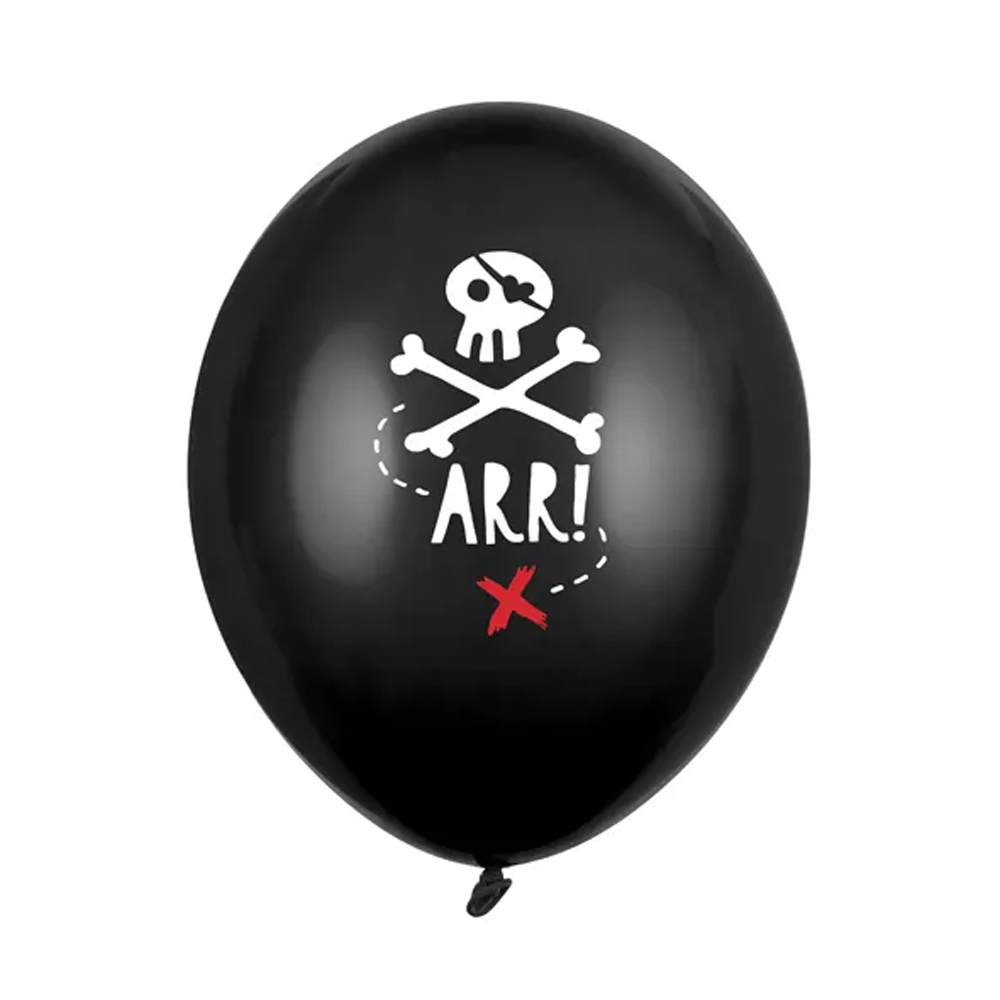 BALLOONS PIRATES PARTY PASTEL BLACK 30CM 6PCS