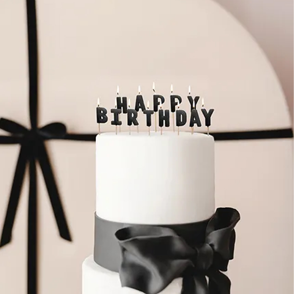 HAPPY BIRTHDAY BIRTHDAY CANDLES BLACK 2.5CM 13PCS - Image 2