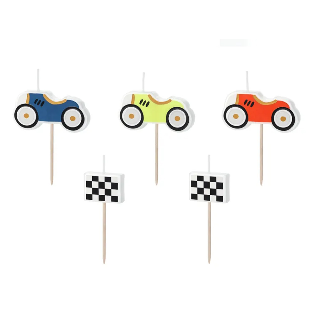 BIRTHDAY CANDLES RACING CARS 2-3CM 5PCS