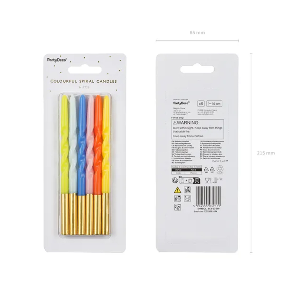 TWISTED BIRTHDAY CANDLES MIX 14CM 6PCS - Image 3