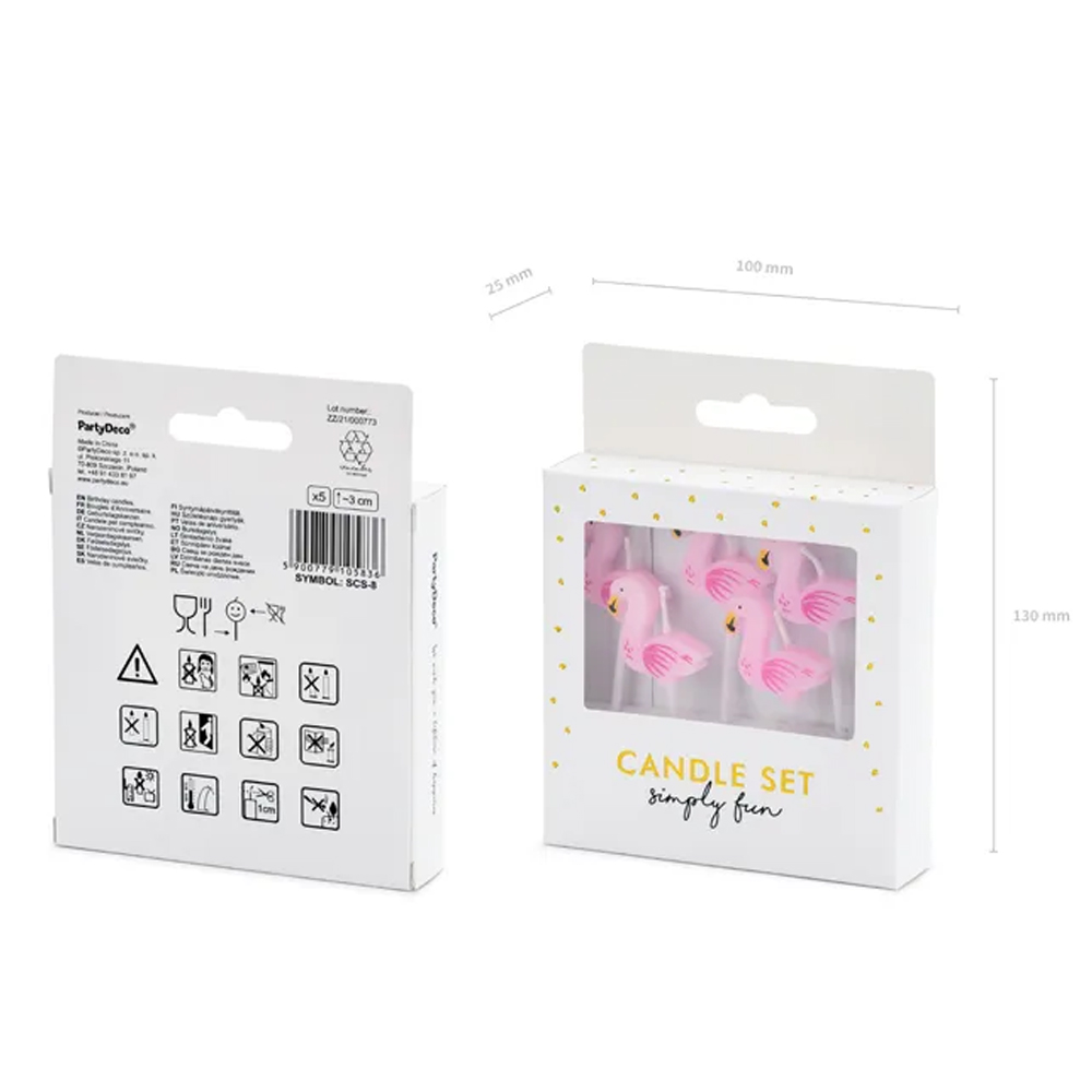 BIRTHDAY CANDLES FLAMINGOS 3CM 5PCS - Image 3