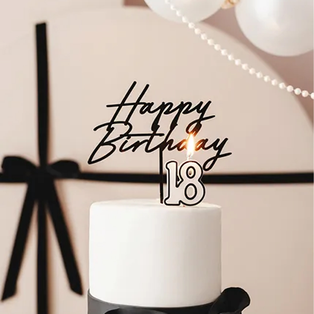 BIRTHDAY CANDLE NUMBER BLACK AND WHITE 5.5CM - Image 2