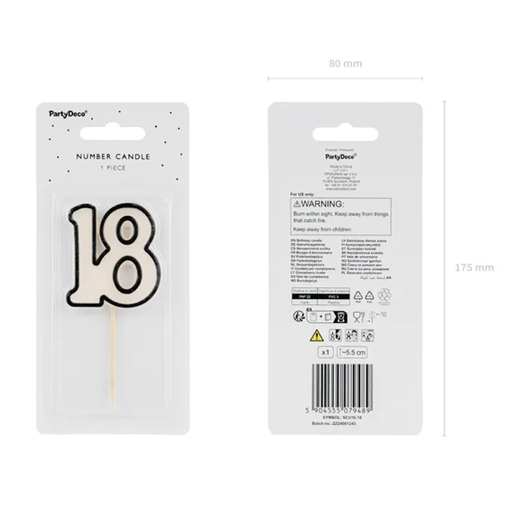 BIRTHDAY CANDLE NUMBER BLACK AND WHITE 5.5CM - Image 4