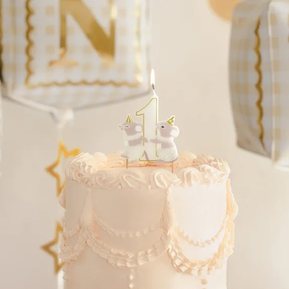 BIRTHDAY CANDLE NUMBER 1 MICE 7.5CM - Image 2