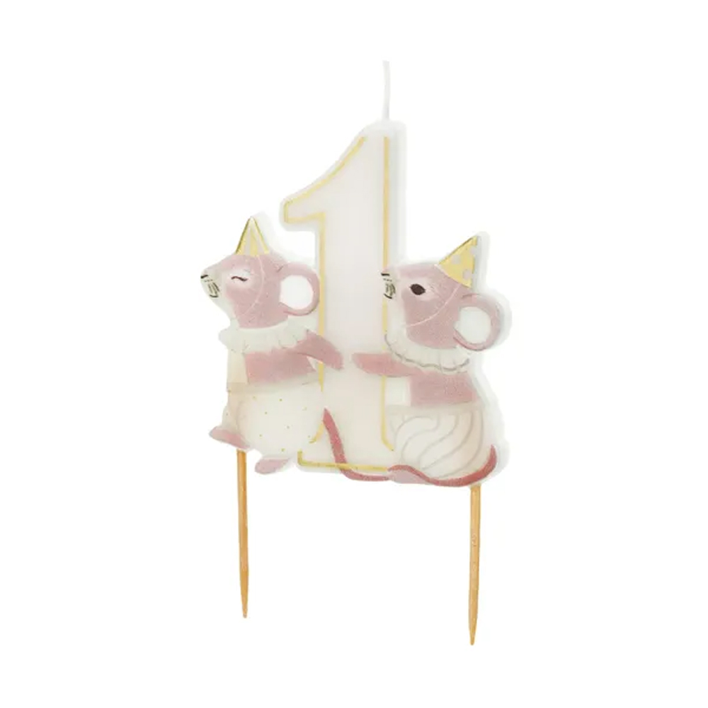 BIRTHDAY CANDLE NUMBER 1 MICE 7.5CM