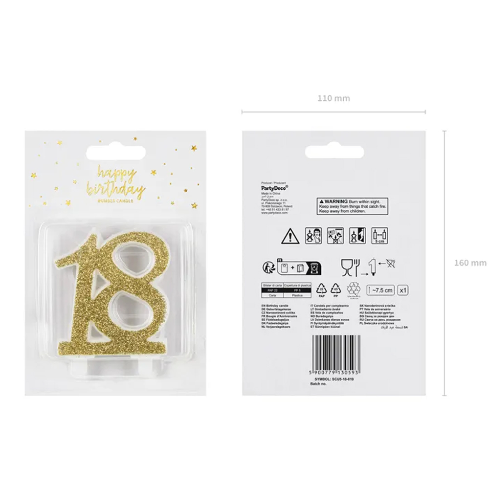 BIRTHDAY CANDLE NUMBER GOLD 7.5CM - Image 5