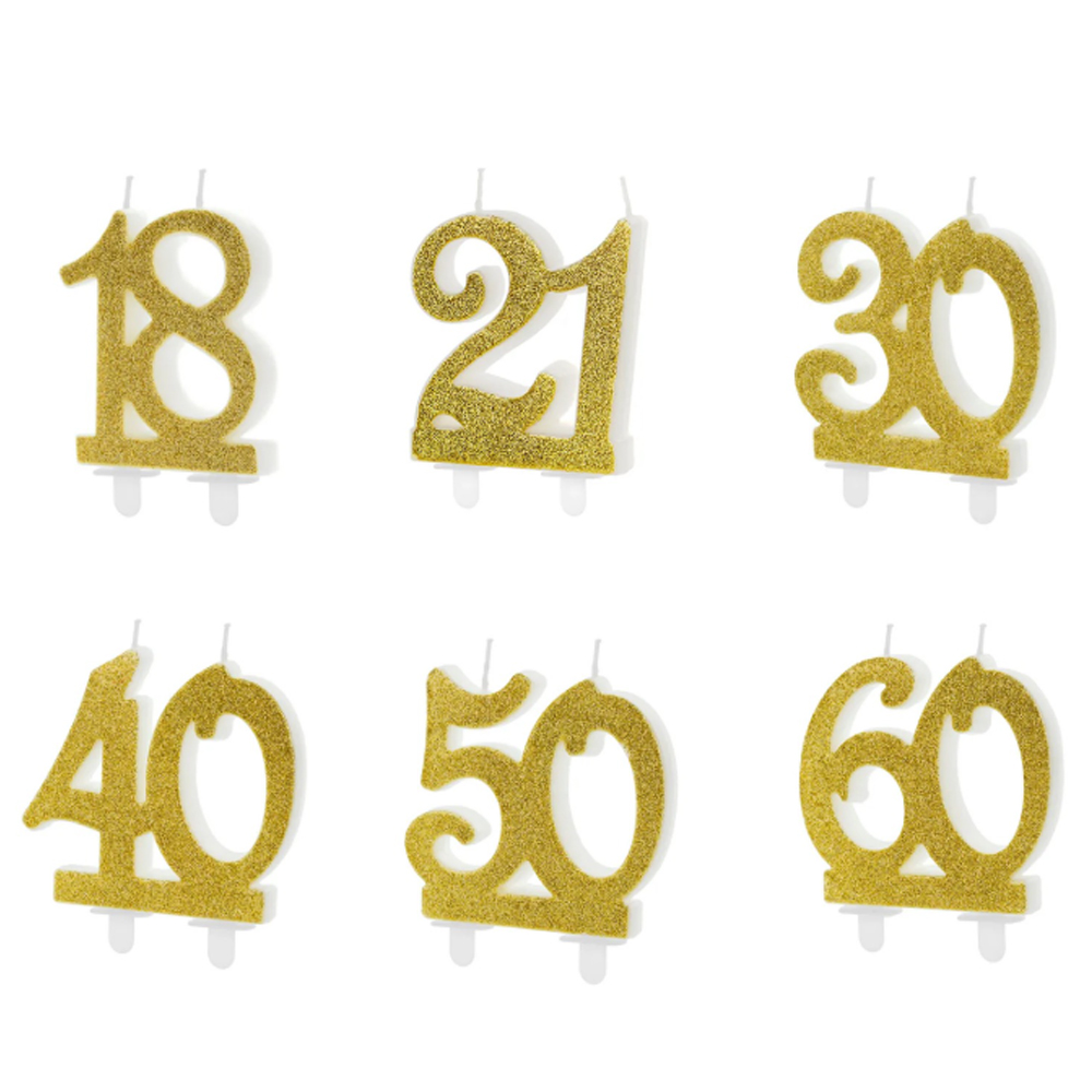 BIRTHDAY CANDLE NUMBER GOLD 7.5CM