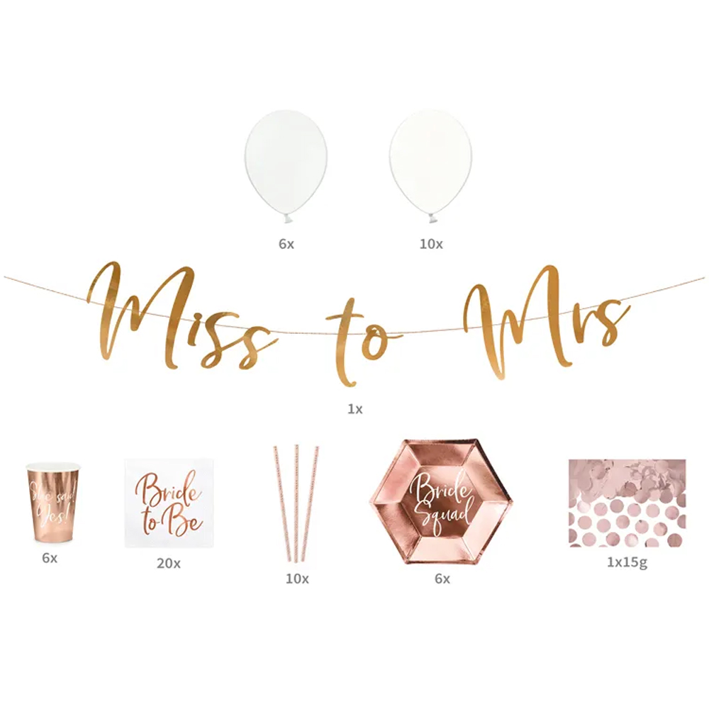 PARTY DECORATIONS SET - BACHELORETTE PARTY ROSE GOLD 60PCS - Image 2